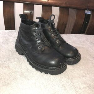 CATERPILLAR Mens Black Leather Ankle Work Boots Sz 8
